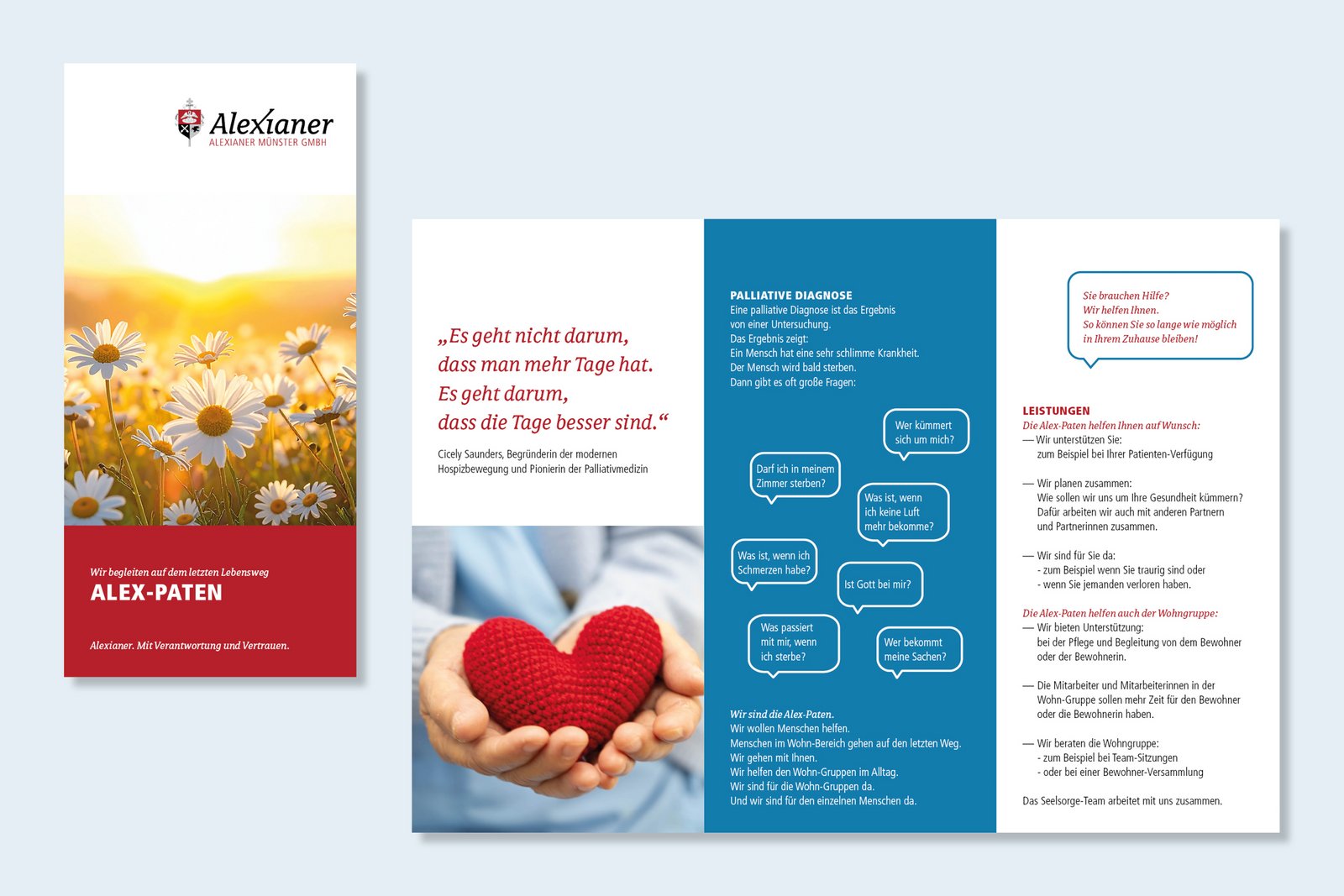Flyer in leichter Sprache, Alexianer Münster, Alex-Paten