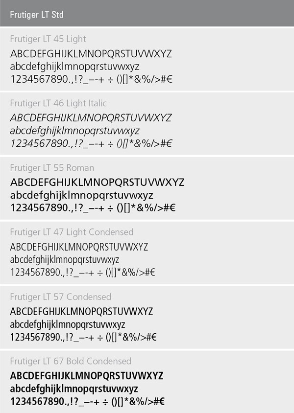 Schrift Frutiger Schrift Frutiger