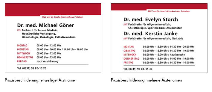 Alexianer Praxisbeschilderung